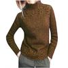Women Sweater Solid Color Linen Sweater Knitted Turtleneck Sweater