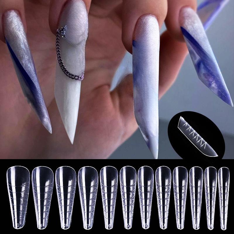 Transparent Nail Wearable Extension Plate with Texture, Paper-Free Support Model for Nail Extension and Adhesive Nail Model