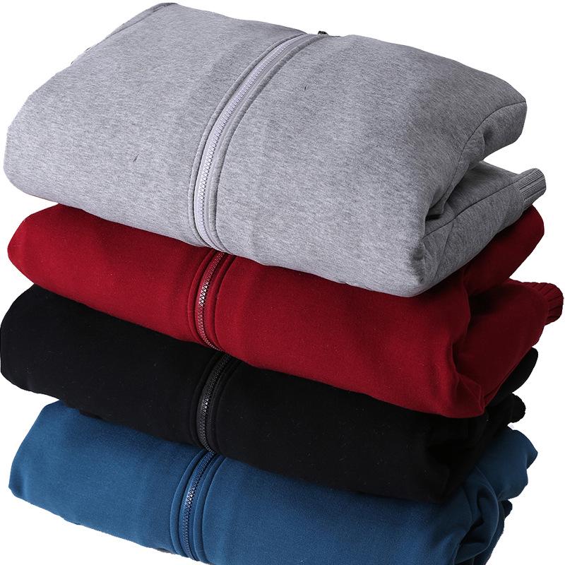 Men's Korean-Style Fleece Sweatshirt: Warm, Thick, Solid-Color Casual Wear
