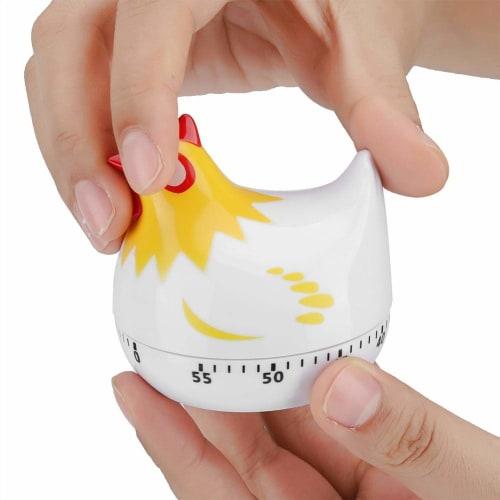 55-Minute Analog Kitchen Timer with Countdown Function, Cute Chicken Design, Battery-Free, Cooking Timer for Baking, Loud Alarm, Clockwise Rotation (W
