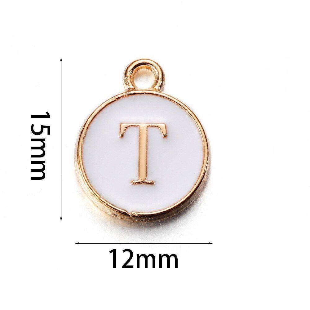 Colorful Dripping Oil Round Letter Pendant - DIY Alloy Jewelry Accessory for Bracelets & Anklets