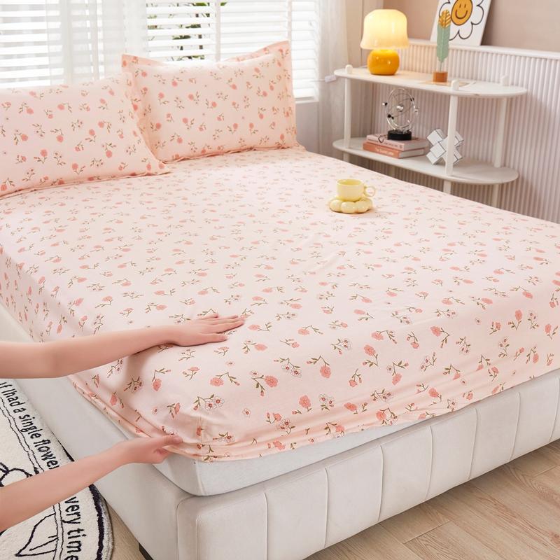 Cartoon Style Fitted Sheet Pure Cotton Bed Sheets Adults Kids Room Mattress Cover Printed Bed Linen (No Pillowcase)