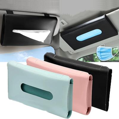 Visera Solar para Coche Caja de Pañuelos Portapañuelos de Cuero PU para Coche Caja de Almacenamiento de Mascarillas para Visera de Coche Decoración Interior del Coche Accesorios para Automóvil