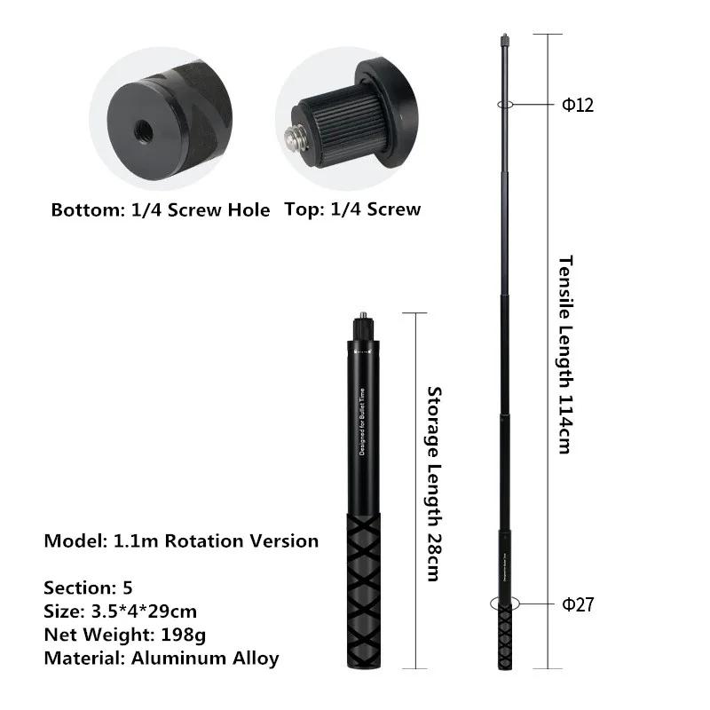 Invisible Selfie Stick for GoPro 13, 12, 11, 10, 9, 8, Insta360 X5, X4, X3, X3, X2, 1/4" Action Camera Accessories