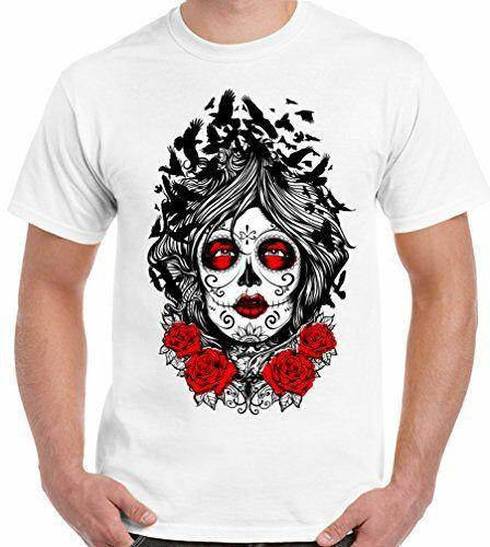 Day Of The Dead TShirt Muerte Lady Crow Unisexs Sugar Skull Tee Top Summer Fashion Funny Printing Casual Tshirt