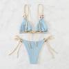 Light Blue Ribbed Swimwear String Bikinis Sets Woman 2026 Sexy Swimsuit Ring Bathing Suit Brazilian Micro Bikini Thong Donna