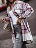 2024 Cross-Border Women's Plaid & Striped Wool-Blend Single-Breasted Overcoat