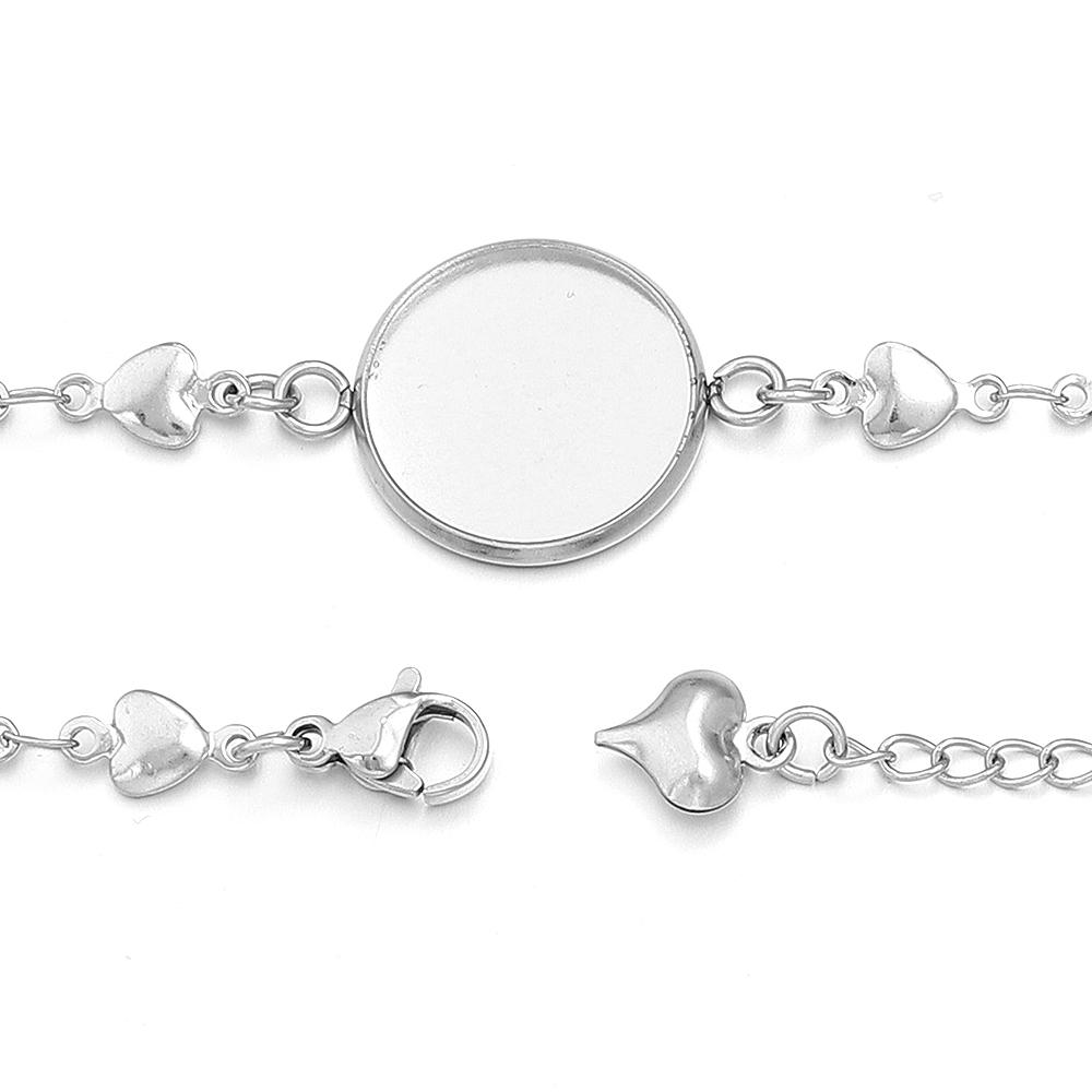 5Pcs/Lot Stainless Steel Bracelet Cabochon Base Round Blank Bezel Trays Bracelet Settings For DIY Jewelry Making Accesories