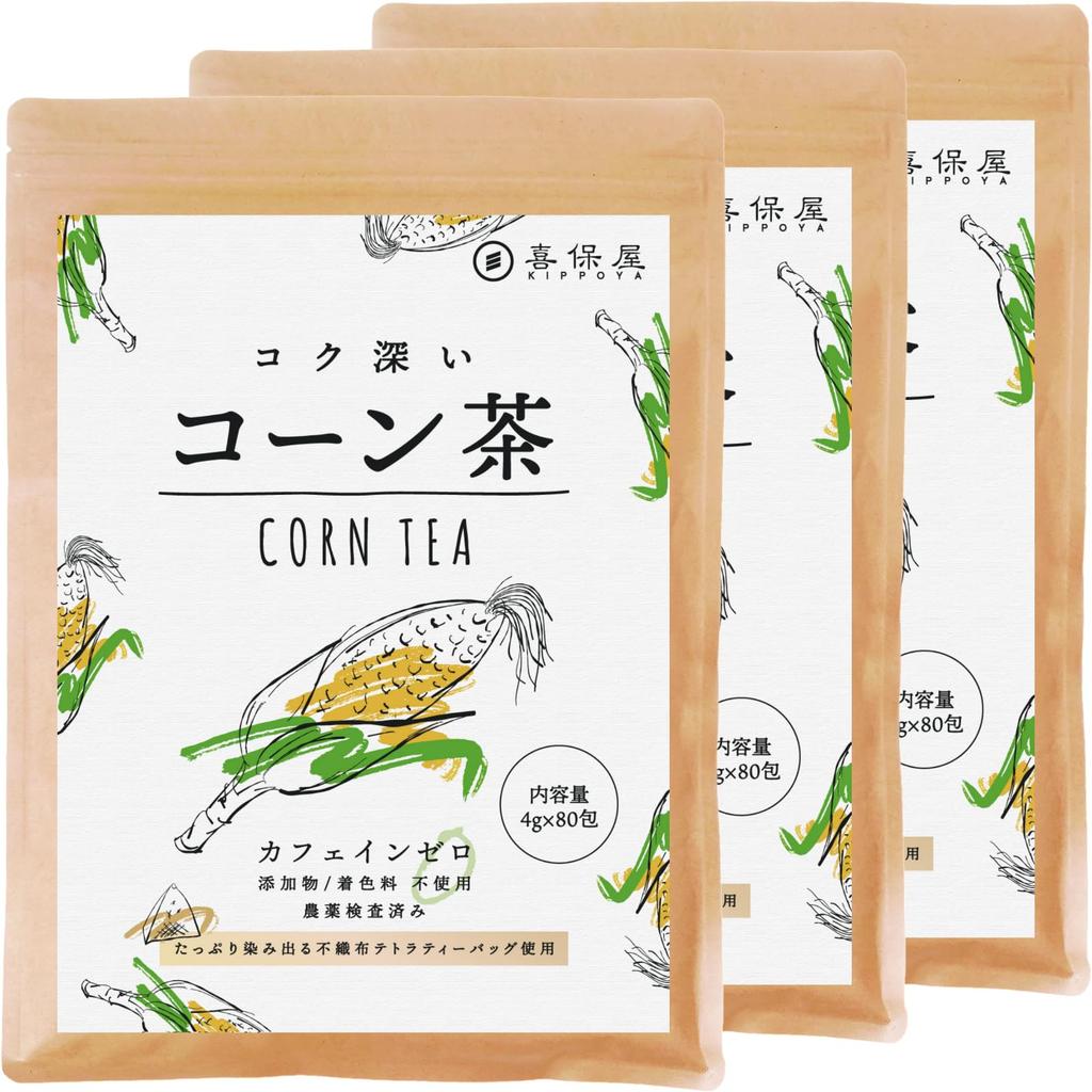 Kihoya Rich Corn Tea 4 g x 80 Beutel x 3 Stück Reichhaltigkeit durch einzigartige Herstellung Teebeutel Kann mit kaltem Wasser aufgebrüht werden Keine Pestizidrückstände