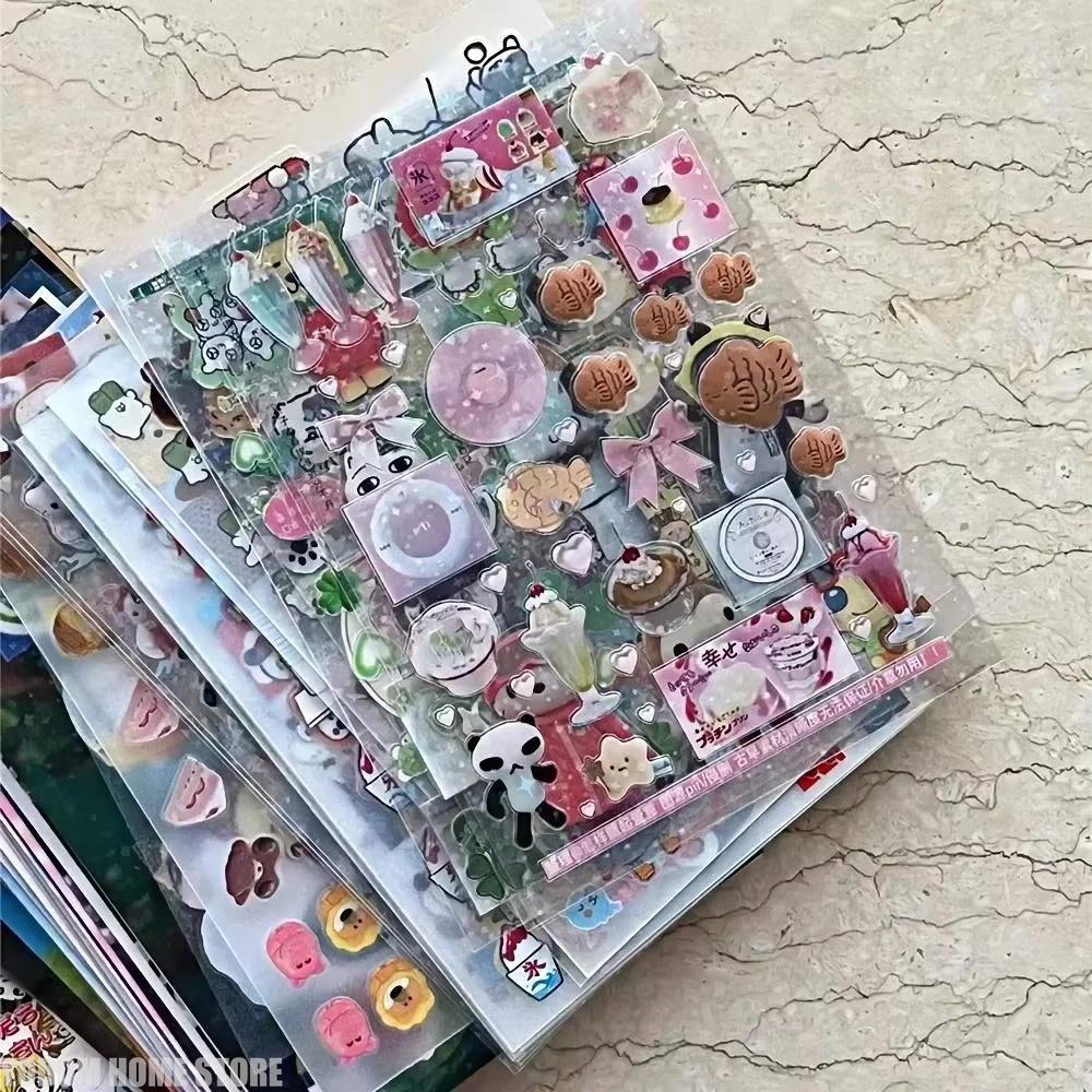 20 Fogli Adesivi Laser Glitterati Vintage PET Trasparente Pellicola Tagliata Toploader Scrapbooking Adesivi Decorativi Kawaii Adesivi per Diario