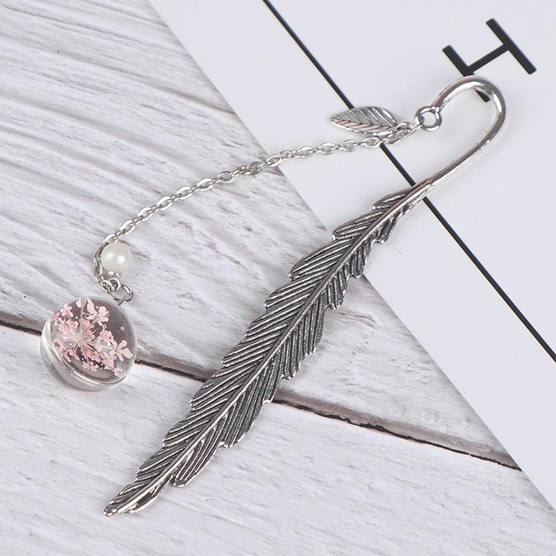 Flower Specimens Bookmark Pendant Metal Book Mark School Office Supply