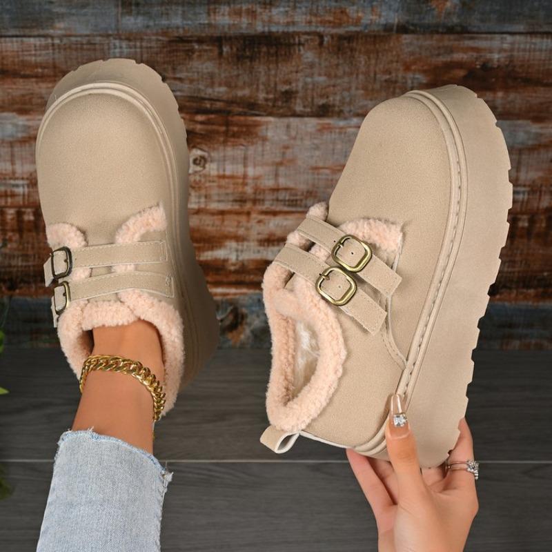 New Large-size Women's Cotton Boots, New Velvet and Thickened One-pedal Snow Boots