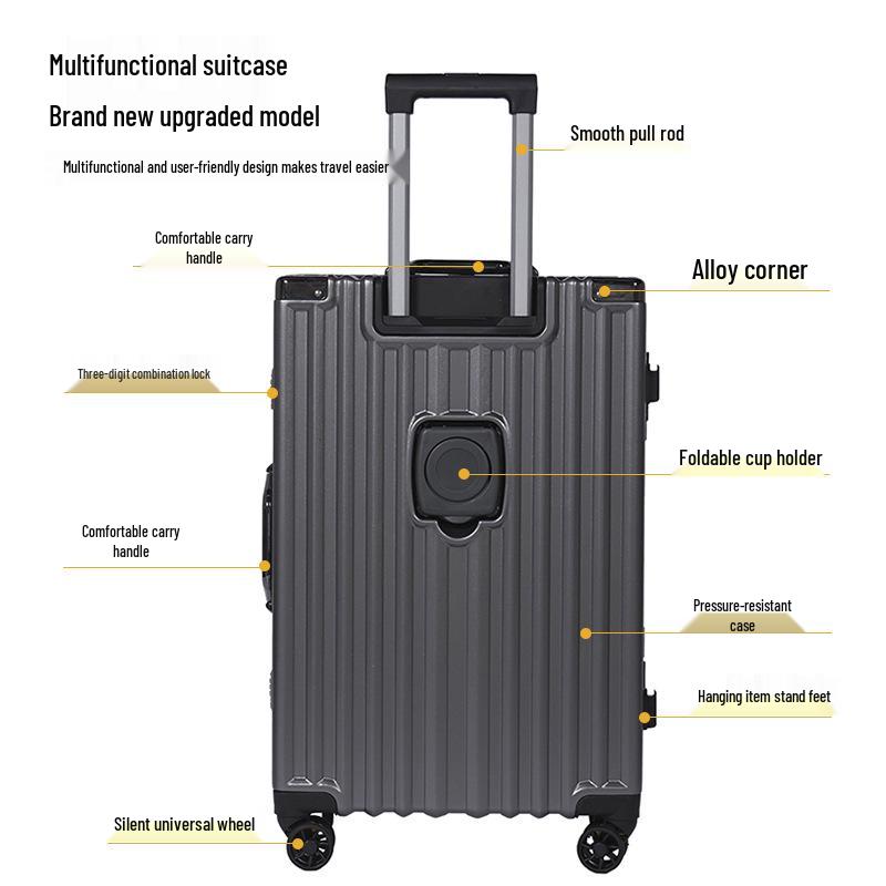 Multifunctional Student Trolley Suitcase with Silent, Detachable Wheels - Large Capacity Travel Bag for Men and Women
