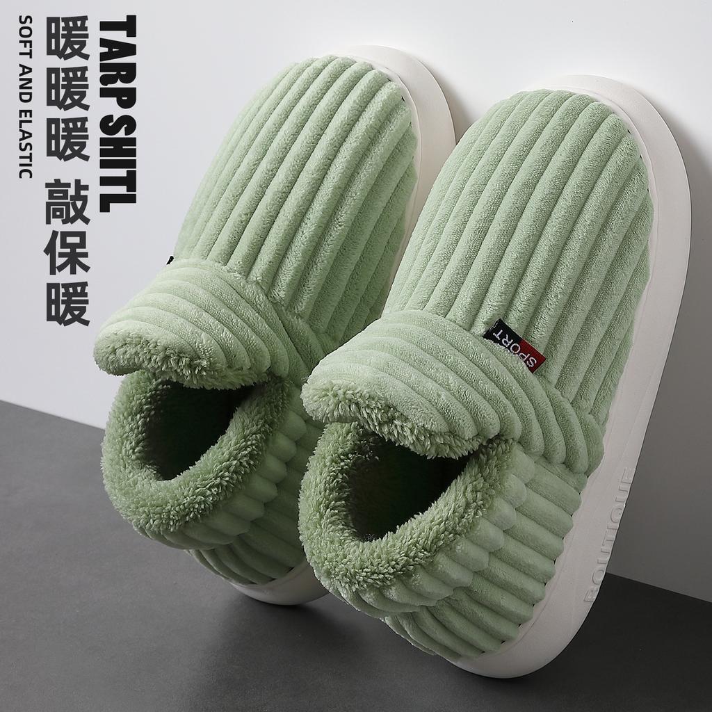 Bag heel cotton slippers winter large size indoor home household plush plush warm winter cotton shoes winter