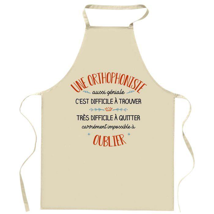 Tablier de cuisine - Une Orthophoniste Aussi Géniale - Coton épais - Imprimé en Bretagne - Liens ajustables