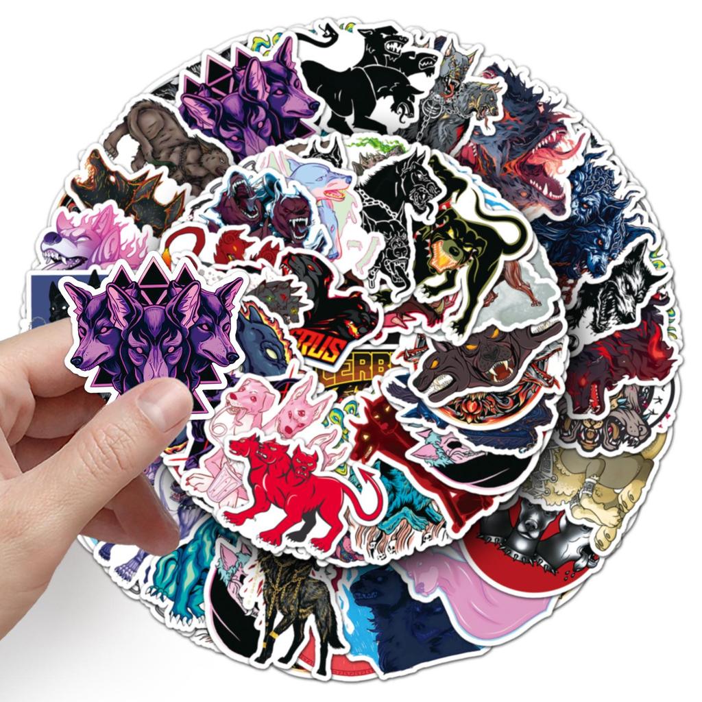 Hellhound Graffiti Stickers: 50PCS Dark Style Horror Decorations for Water Bottles, Phones, Skateboards, and Computers.