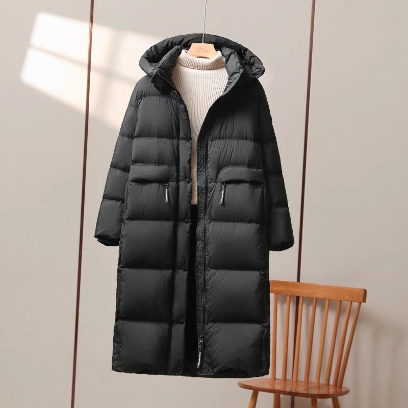 European White Duck Down Winter Popular Long Knee Down Jacket Women's Warm and Cold-proof Thickened High-quality Coat