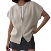 Western Style Double Zipper Knit Vest Women Loose Elegant Cardigan