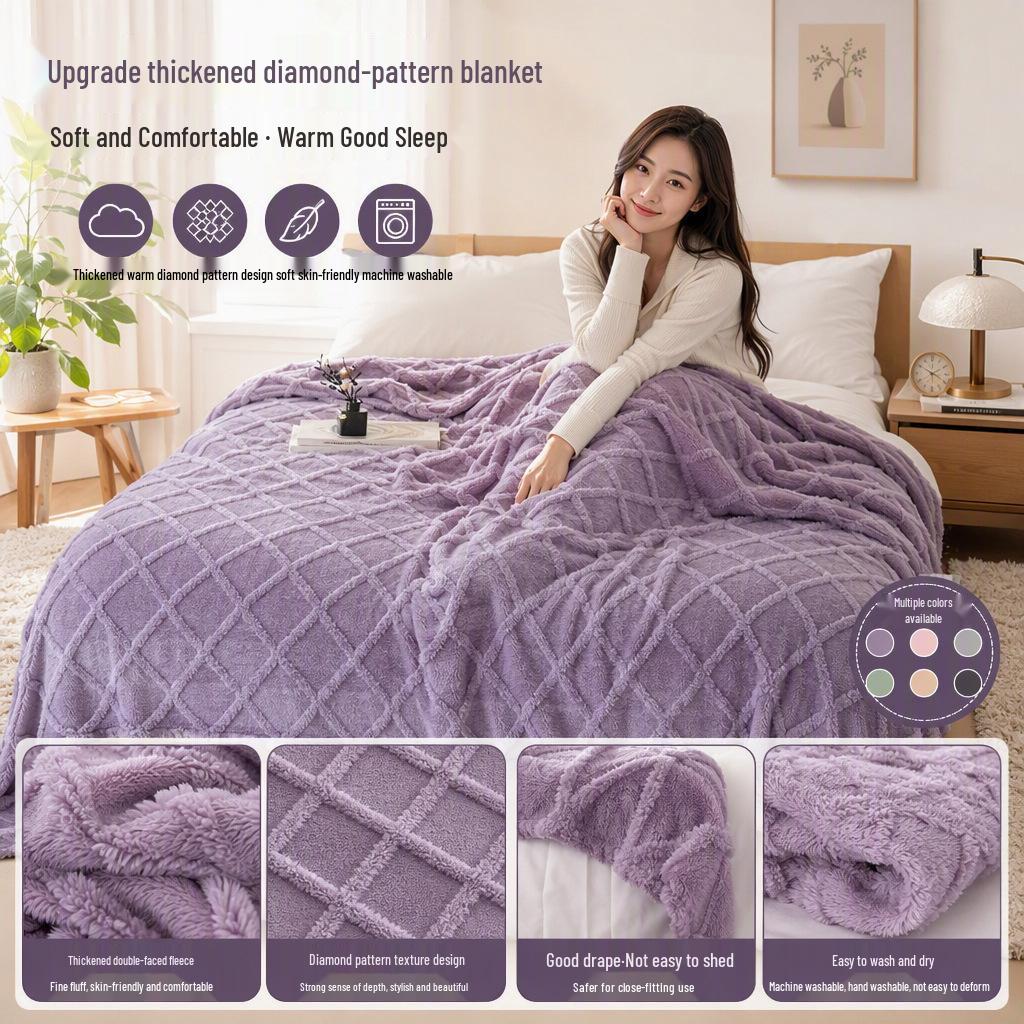 Cross-Border Double-Sided Plush Flannel Blanket - Coral Fleece Gift for Office or Nap