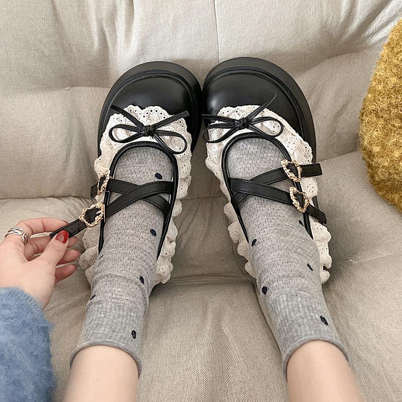 Black Bow, Light Mouth, Platform Small Leather Shoes for Women's 2025 New Spring and Autumn Versatile Skirt, Mary Jane Single Shoes.