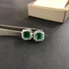100% 925 Sterling Silver 7*7MM Asscher Cut Emerald High Carbon Diamond Gemstone Vintage Ear Studs Earrings  Fine Jewelry Party