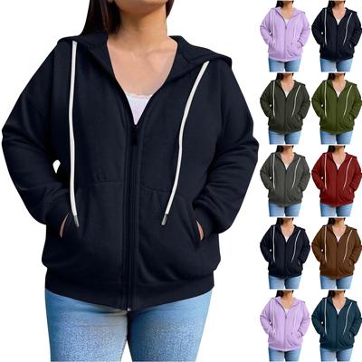 Damen Übergröße Mode Lässig Langarm Einfarbig Kapuzenpullover Tops