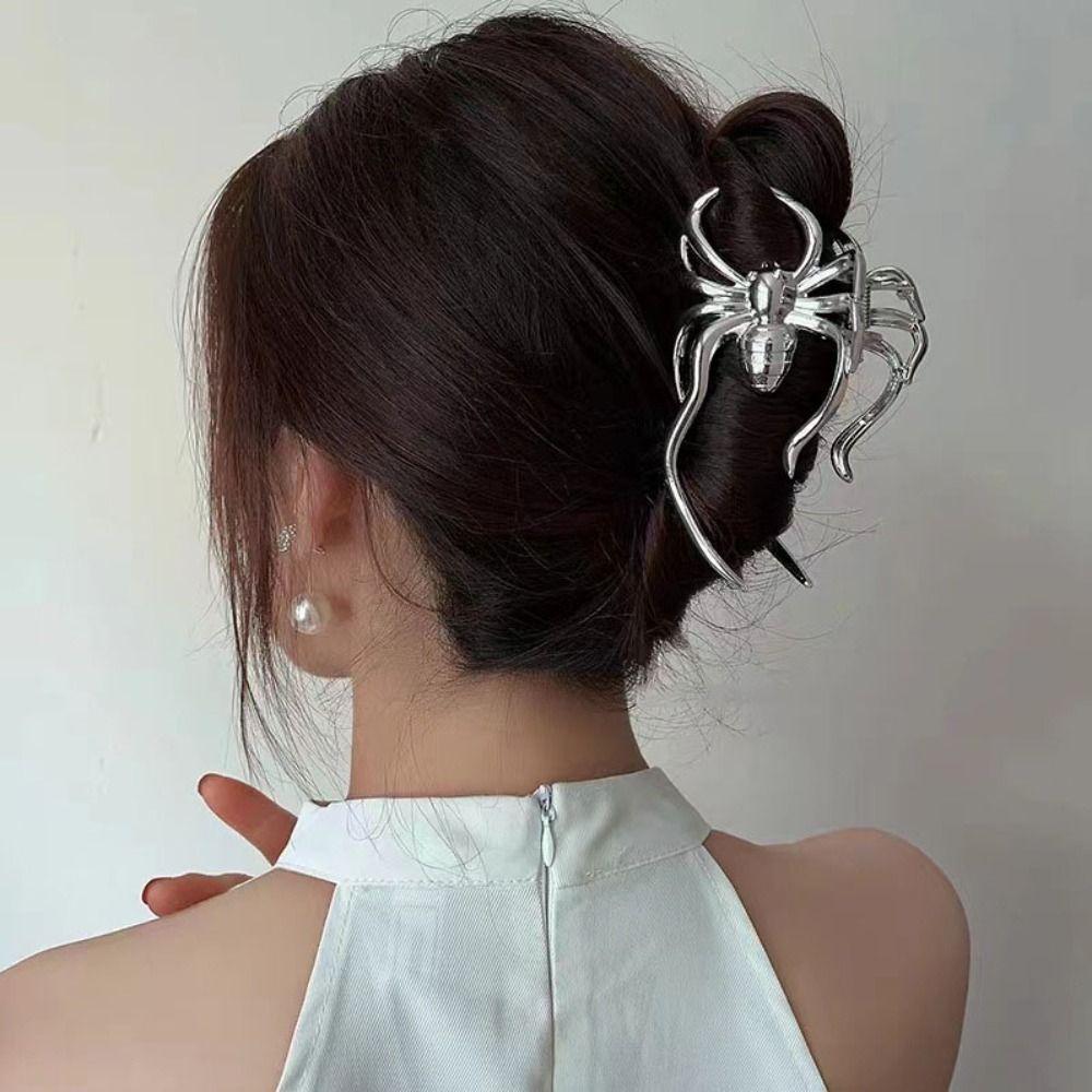 Geometric Large Shark Clip Y2K Metal Hair Claw Personality Spider Hair Claw  Halloween