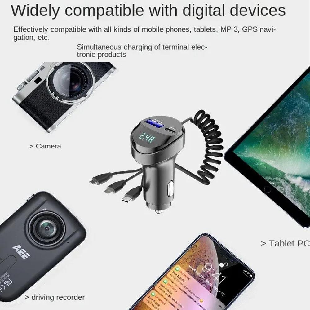 Car MP3 Player Fm Transmitter Wireless Bluetooth 5.0 Audio Receiver Car Kit Handfree Type-C USB Fast Charger for IPhone Huawei