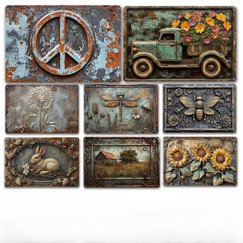 Vintage Metal Signs Wall Decor 3D Retro Style Metal Tin Painting Room Decoration Bar Pub Club