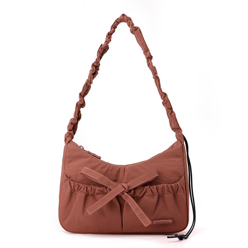 

Плиссированная сумка на плечо с кулиской, с бантом, кроссбоди, для通勤, женская