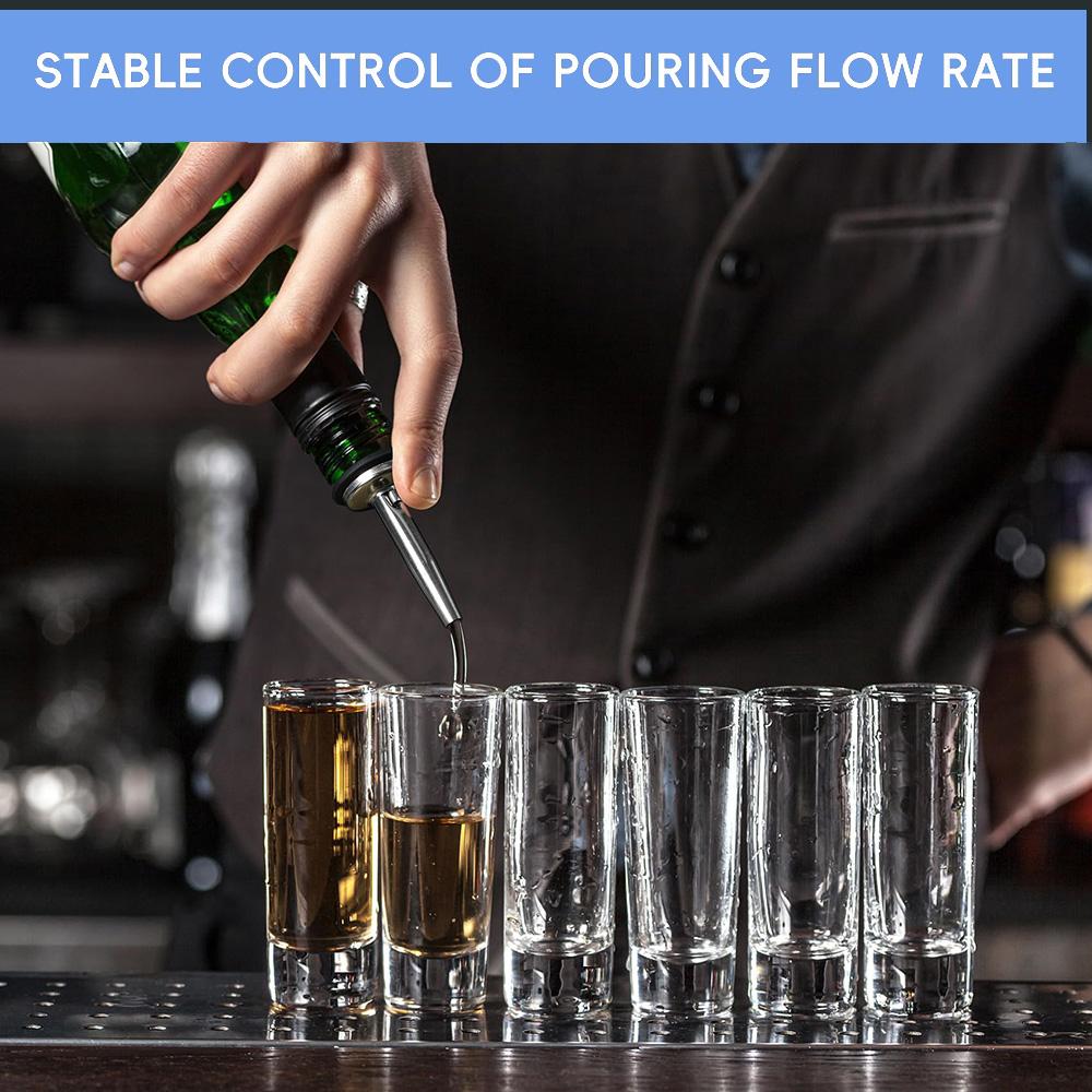 12 Pack Wine Bottle Pourers, Stainless Steel Liquor Pour Spouts Tapered Spout - Liquor Pourers with Rubber Dust Caps