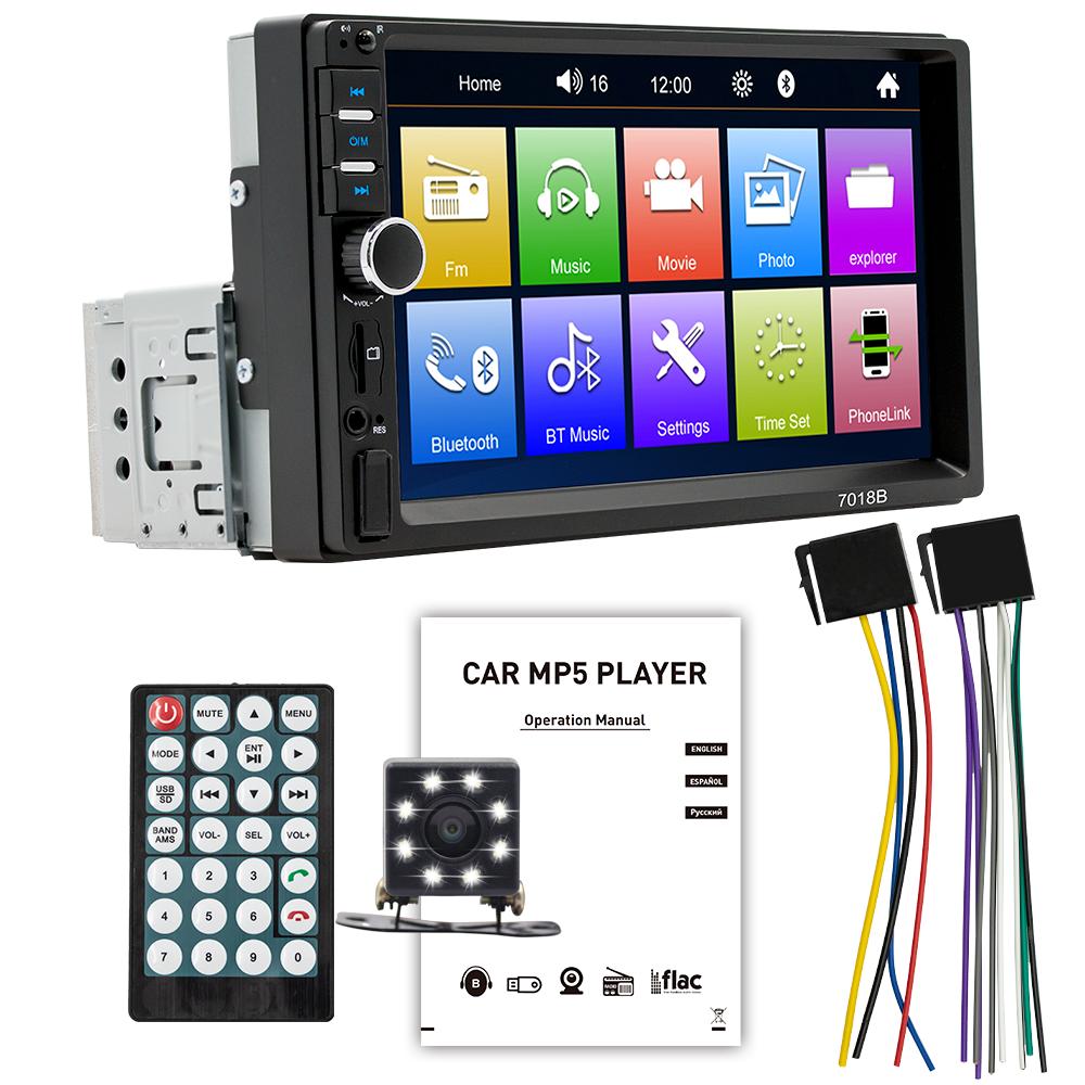 7018B 7" 1 Din Car MP5 Player FM Radio Mirrorlink AUX USB Colorful Lights BT  Power Protection Locate and Find Car Car Stereo