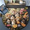 Kittens in Flowers Round Area Rug,Carpet Rug for Living Room Bedroom Sofa Playroom Decor,Non-slip Floor Mat