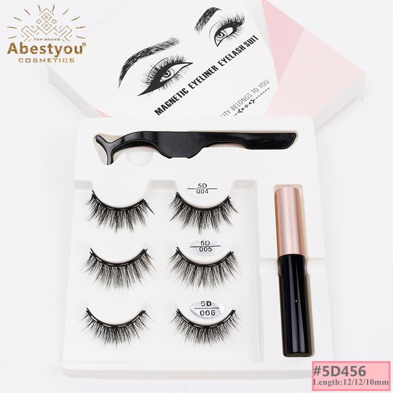Abestyou Handmade Highest Quality Faux Mink Magnetic Eyelashes with 5 Magnets Light & Strong Magnetic Reusable