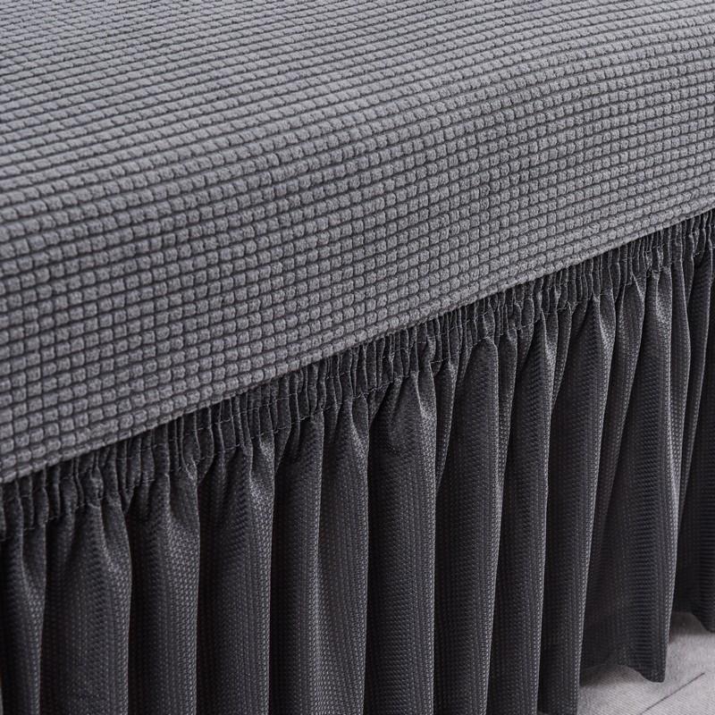 Elastischer Jacquard Sofabezug mit Schürze, Monochrom, Dick, Wohnzimmer, 1-Sitzer, 2-Sitzer, 3-Sitzer, 4-Sitzer