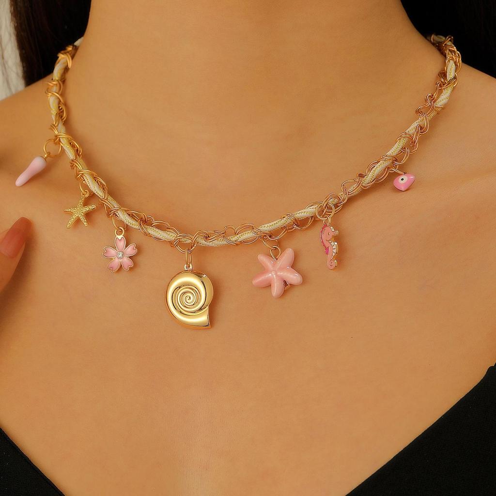 Bohemian Beach Style Conch Earrings & Necklace Set - Exaggerated Holiday Fashion Jewelry for Women