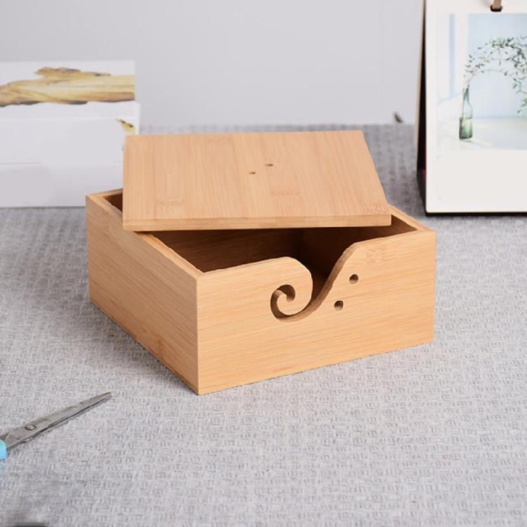 Wood Yarn Bowl with Lid Knitting Wool Organizers Knitting Yarn Holder Wood Yarn Dispenser Bowl for Crocheting Knitting