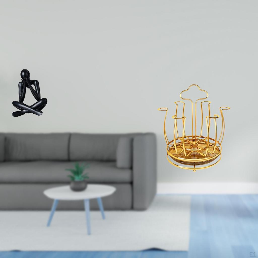 Modern Abstract Sculpture Ornament for Living Room Bookshelf Home Decor with Rotating Cup Rack Stand