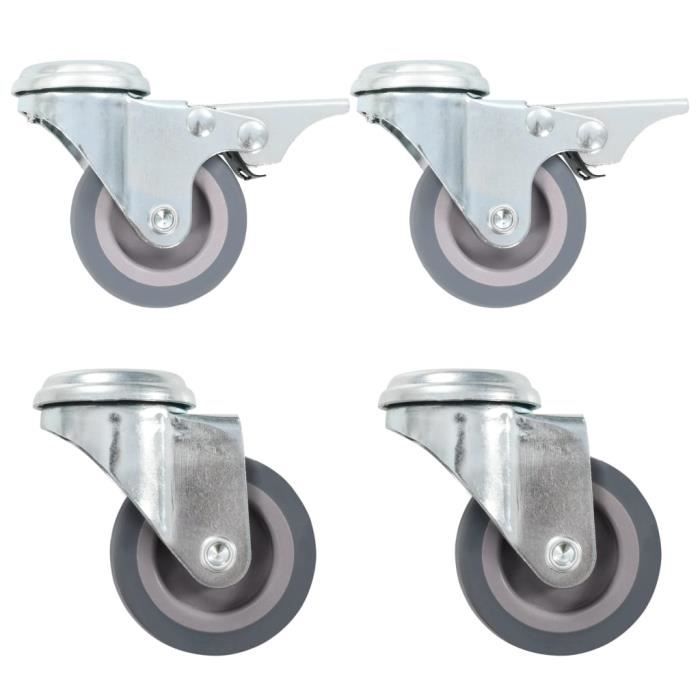 VidaXL 4 pcs Roulettes pivotantes à trou de boulon 50 mm