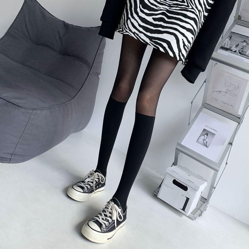 Sexy Thigh High Pantyhose Patchwork Fake Stockings Fashion JK Socks Harajuku