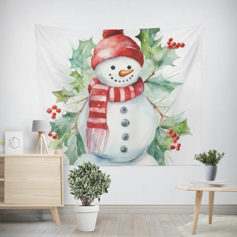 Christmas New Year Snowman Pattern Tapestry Living Room Sofa Car Interior Decorative Tapestry