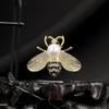 Cute Diamond-Encrusted Pearl Bee Brooch, Heavy Industry Light Luxury High-End Sense Fashion Temperament Suit Pin