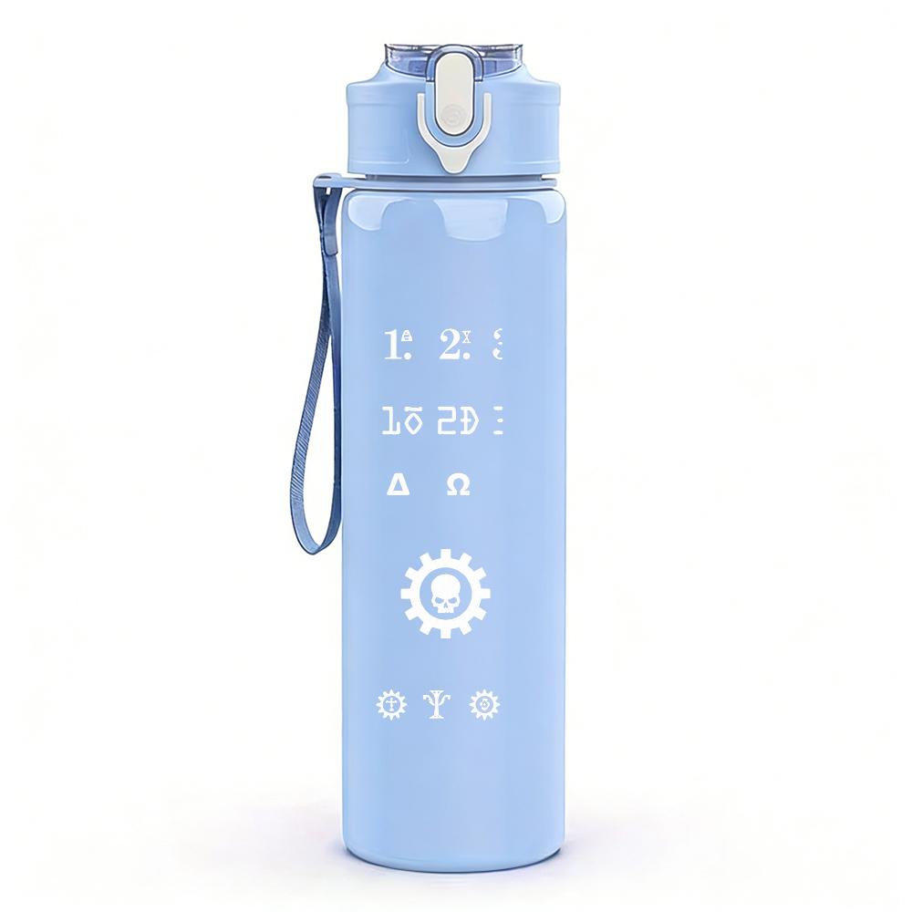 1PC Blank pale white empty faded print 750ml colorful plastic sports water bottle leakproof pop up lid with straw for outdoor work home use