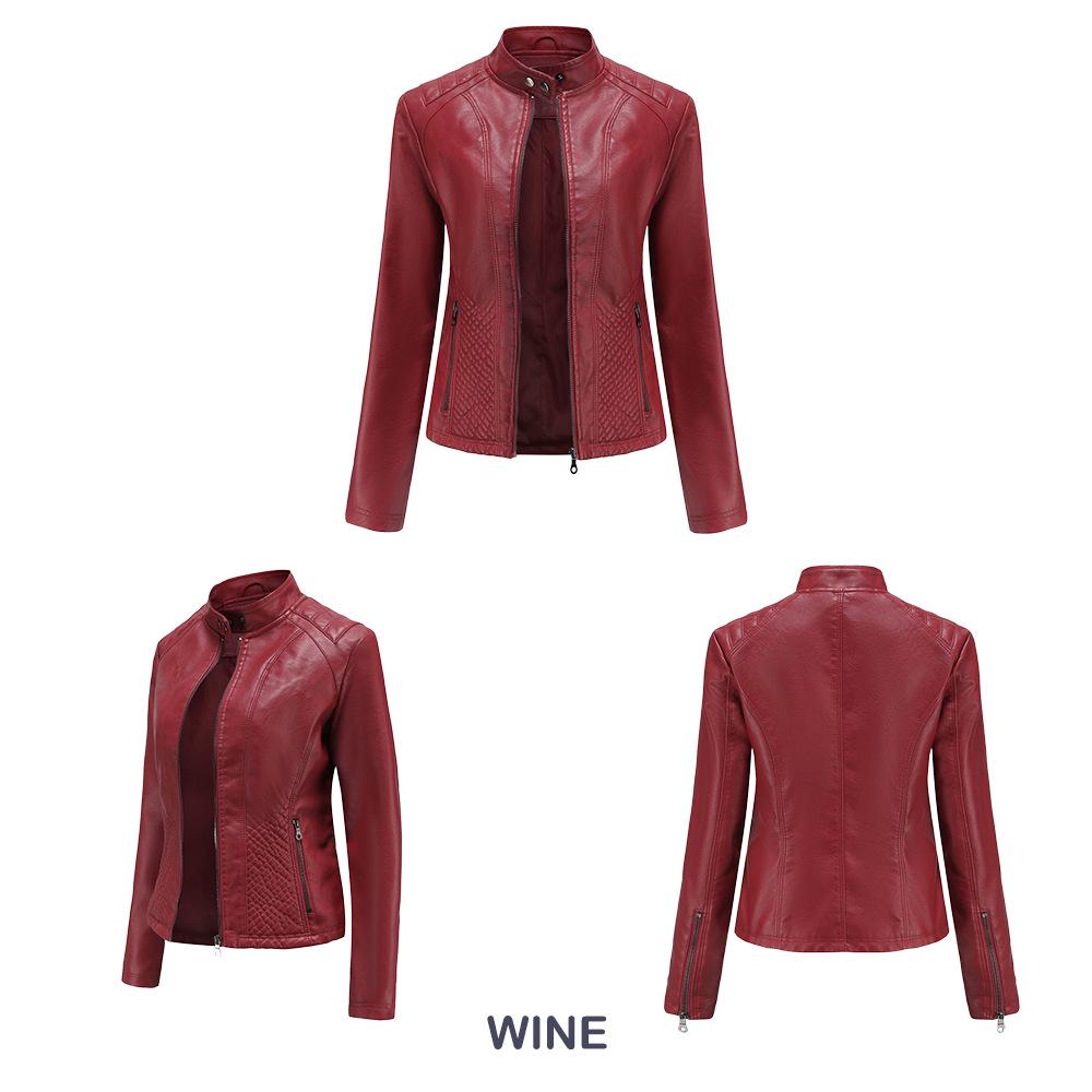 Women's Autumn & Winter Casual Leather Jacket - Simple European/American Trend Thin Coat, Long Sleeve Motorcycle Style