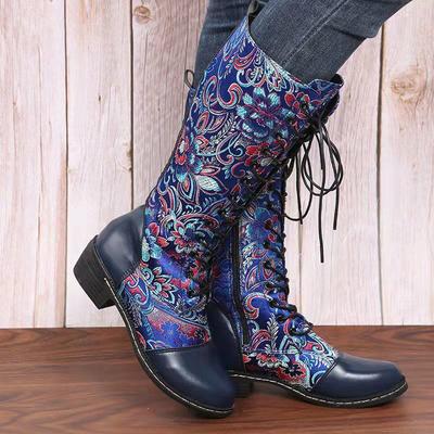 Nuovi Stivali Donna Moda Semplici Etnici Scarpe Donna Tendenza Retrò Stivali Lunghi Classici Eleganti Taglie Forti Stivale Leggero in Pelle 2026