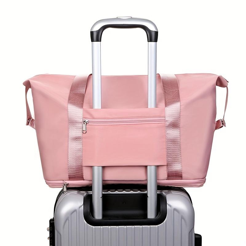 Cestovní taška duffel s velkou kapacitou - Růžová nylonová taška do tělocvičny a na cesty, Lehká cestovní kabelka, Všestranná sportovní taška