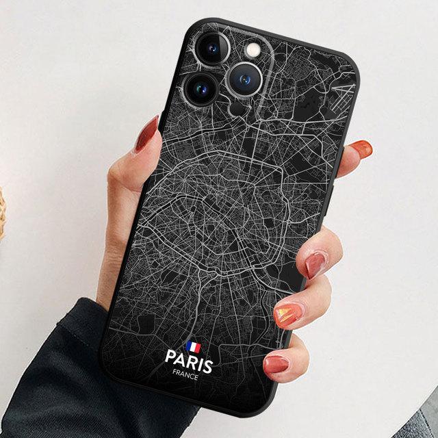 Telefon Shell Für Iphone 14 13 12 11 Pro Max Mini Xs Max Xr X 7 8 Plus 6s Weiche Silikon Fall Abdeckung Fundas Welt Stadt Karte Reise