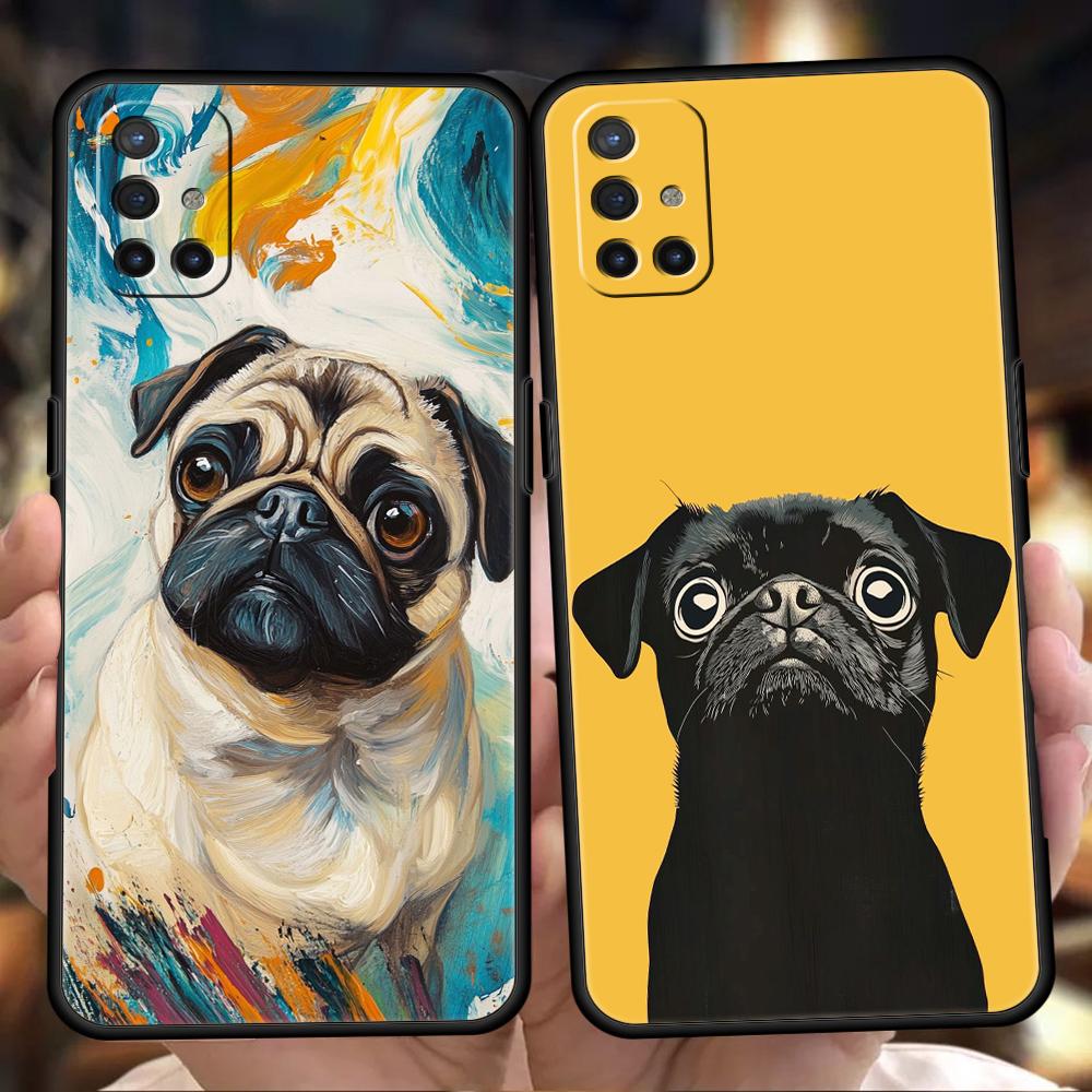 Phone Case For OnePlus 13 12 11 10 9 Pro 9T 13R 12R 10R 9R 9RT 10T 8T 8 Nord 2T CE 2 3 5G N200 N30 Soft Cover Black Pug close up