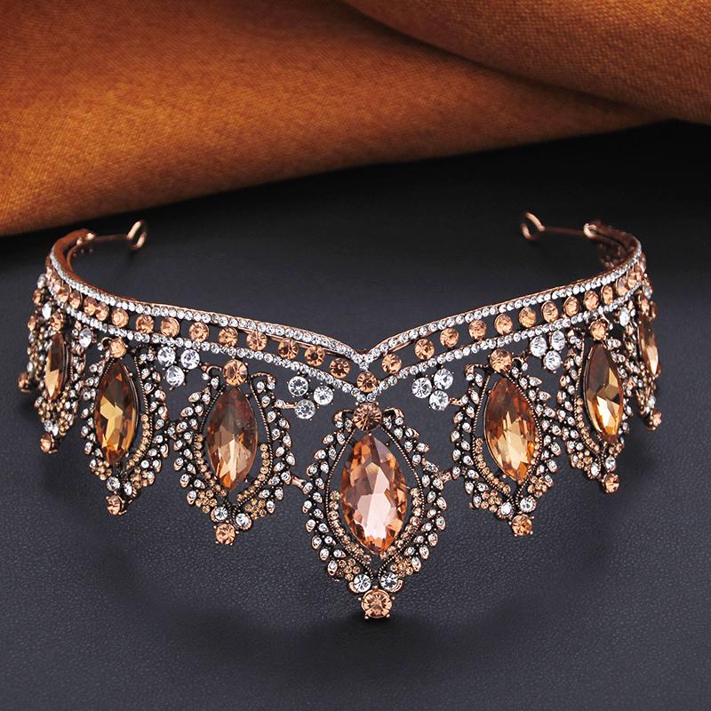 Antique Copper Wedding Crown Bridal Tiaras and Crowns Hair Jewelry Pageant Party Headdress Gifts Head Ornaments