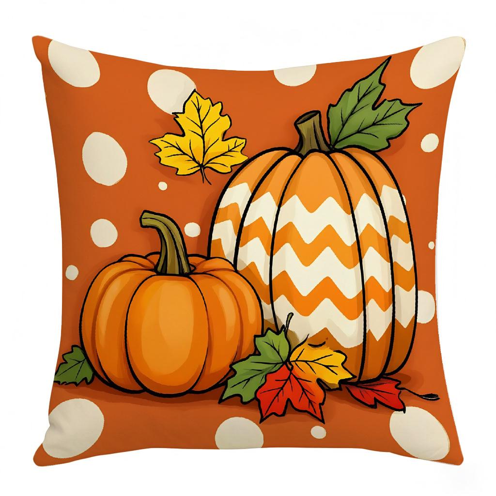 Thanksgiving Maple Leaf Pumpkin Element Warm Color Cozy Pillow Cover Home Decoration Living Room Home Pillow Cushion Cover